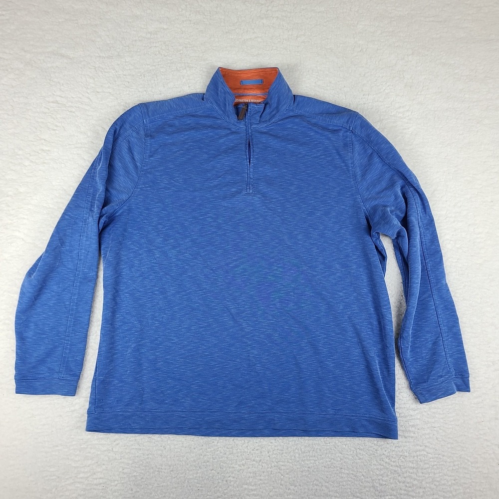 Johnston & Murphy‎ Sweater Mens XL Blue Modal Polyester Quarter Zip Sweatshirt